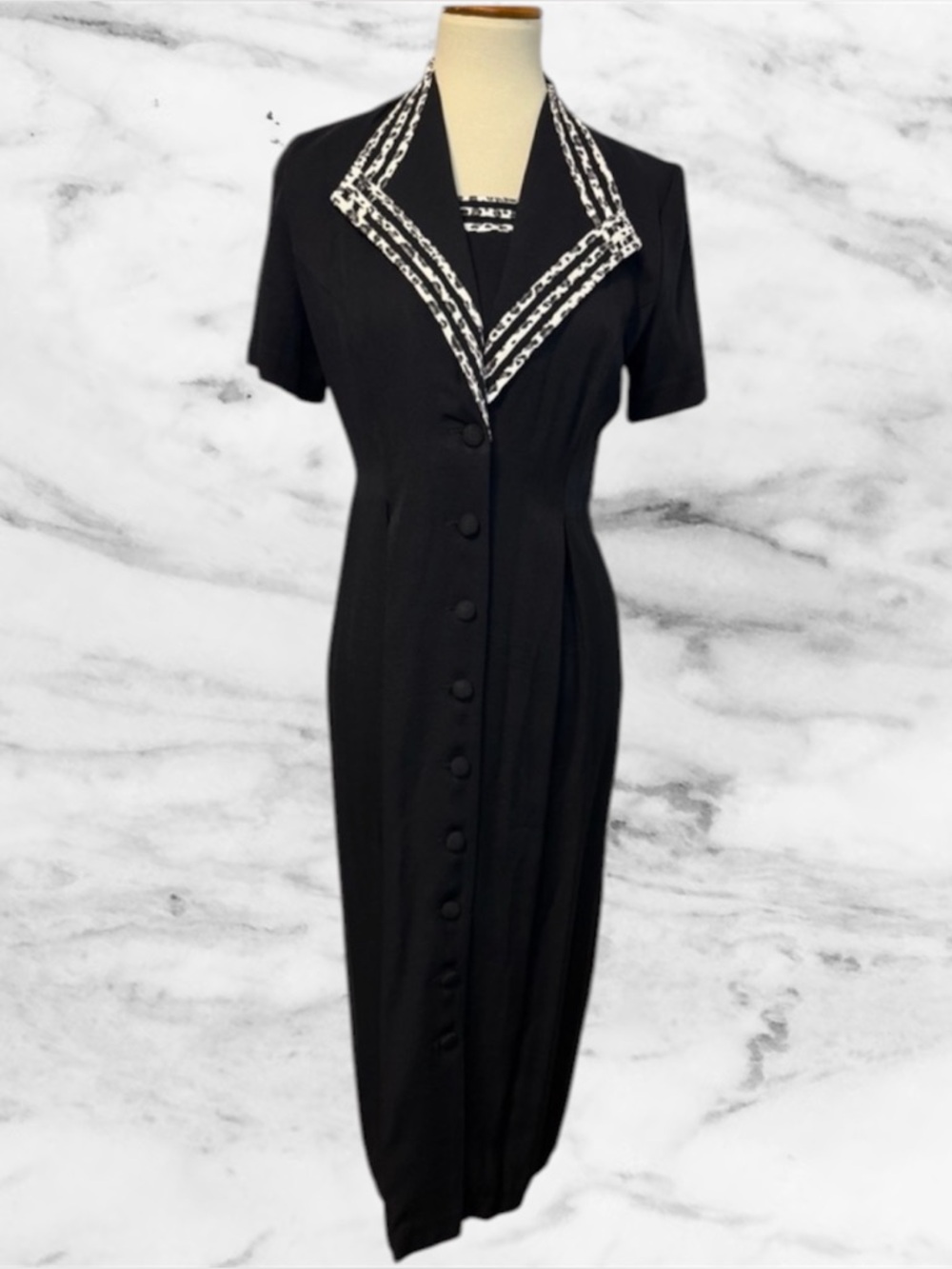 S.L. Fashion Petites Fran Fine Leopard Trim Dress Vintage